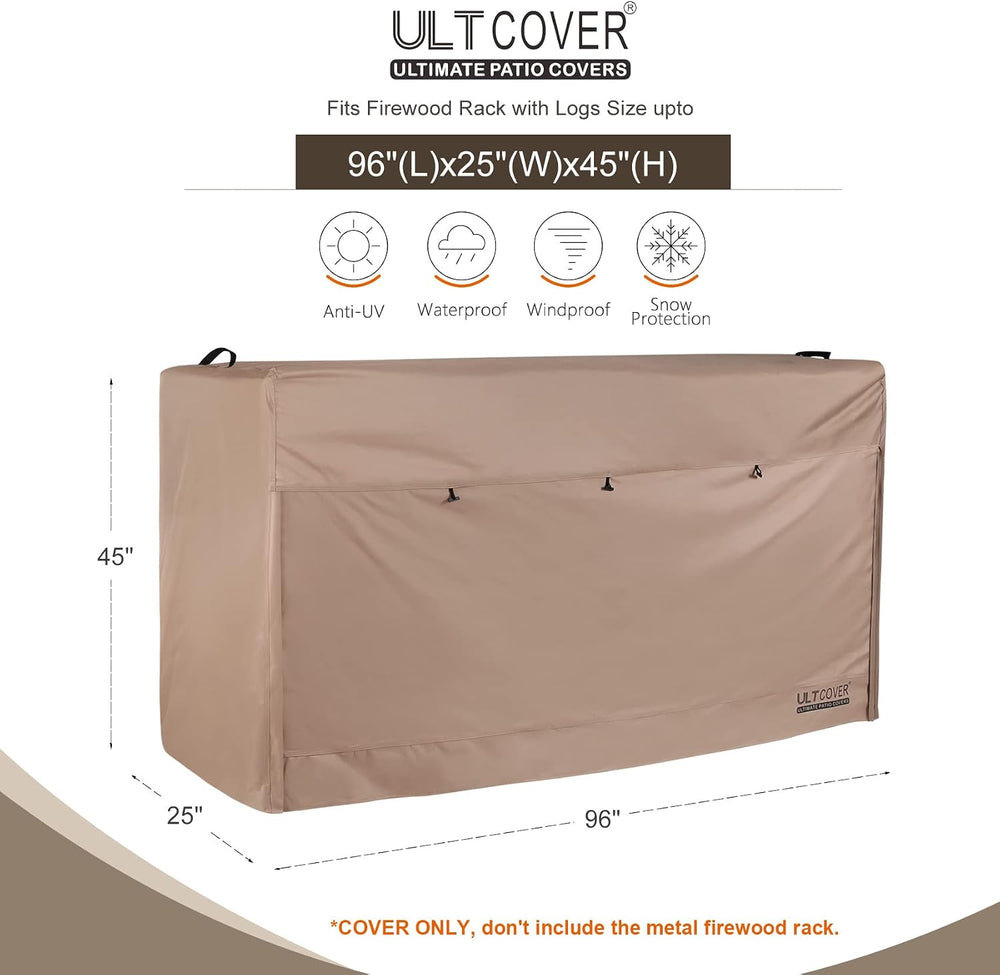 ULTCOVER Waterproof Firewood Racks Cover 8 Feet