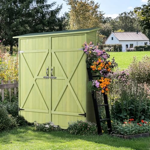VINGLI Upgraded Outdoor Wooden Storage Shed, Extra Large Garden Shed Outside ...