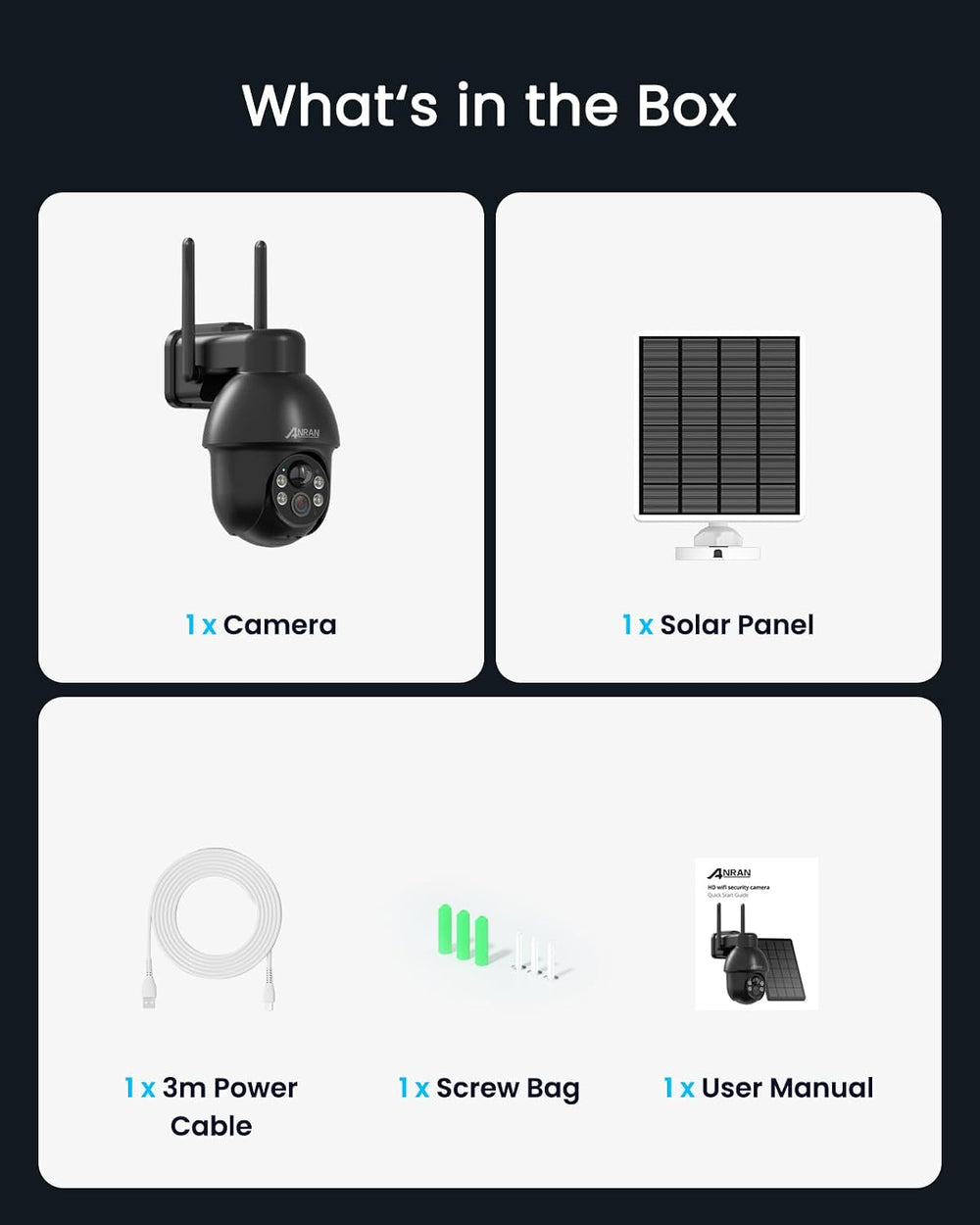 ANRAN Solar Security Cameras Wireless Outdoor 2K WiFi Camera for Home