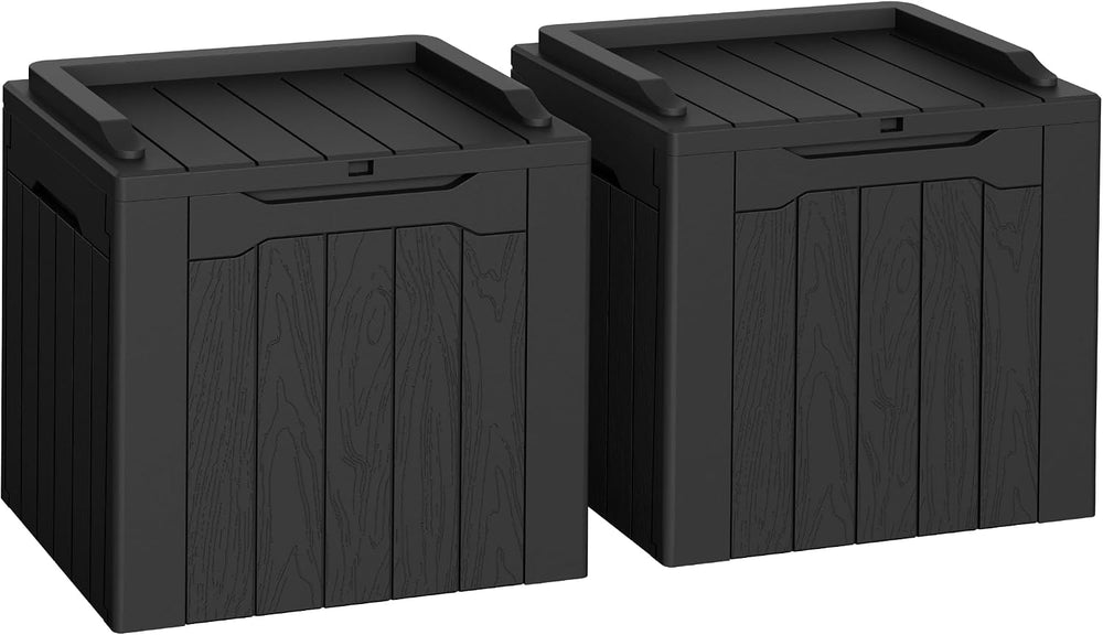 Flamaker 2 Pack Deck Box 31 Gallon Waterproof Resin Storage Box with Lid