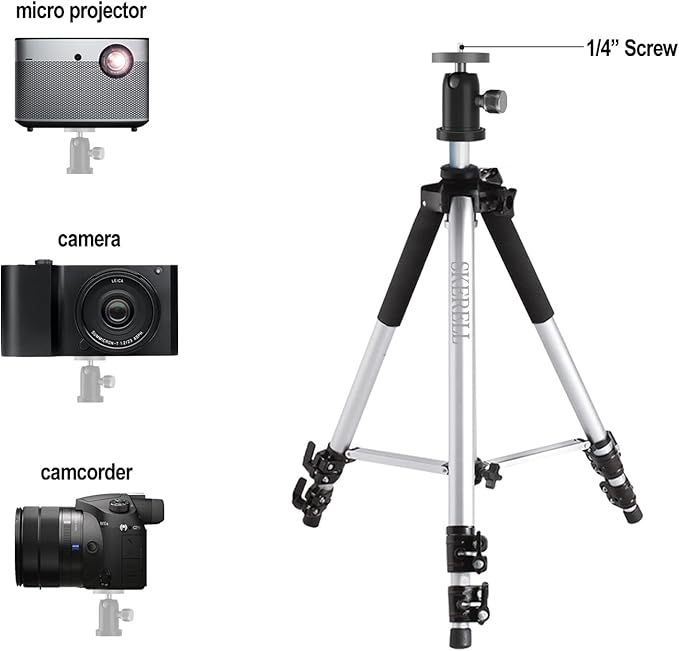 SKERELL Projector Stand Tripod Adjustable: Universal Laptop Standing Height