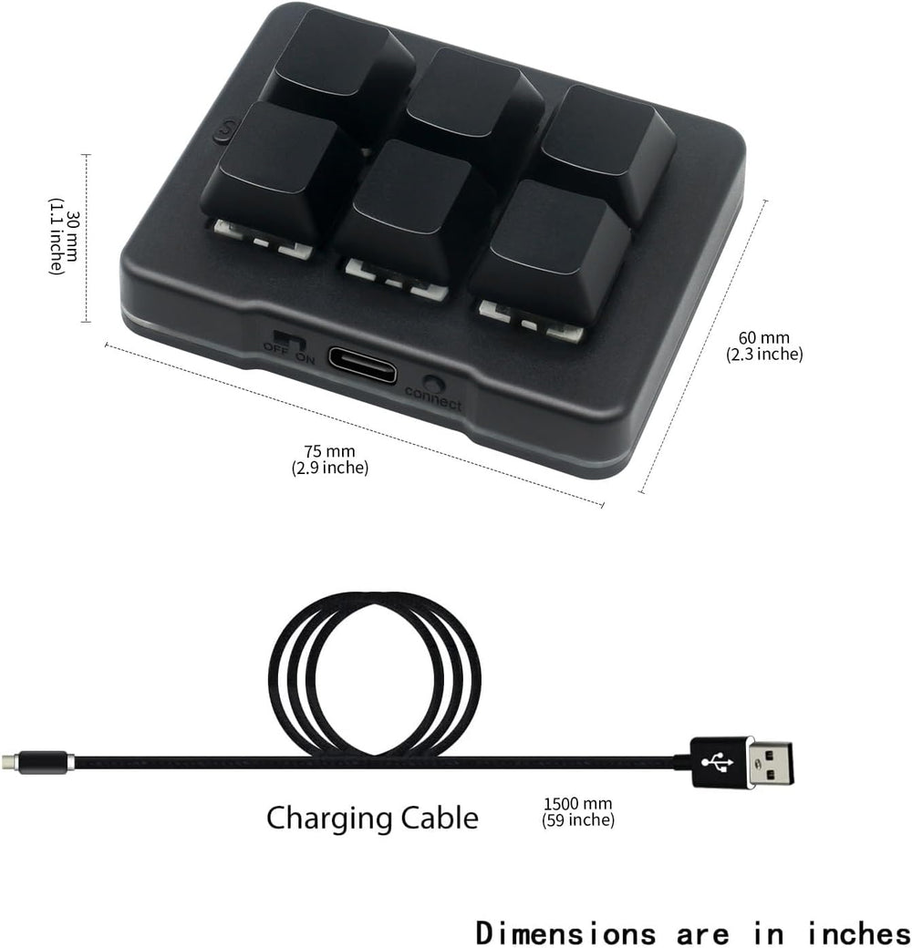 6 Key Mini Keypad Wireless USB Mechanical Gaming Macro Keyboard Customized Pr...