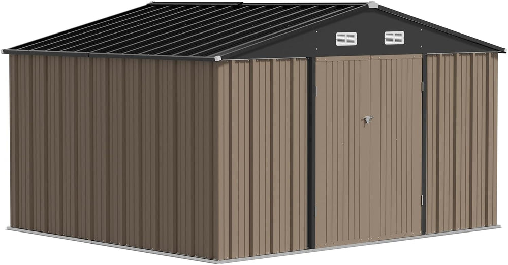 JUMMICO 10 x 8 FT Outdoor Storage Shed, Large Metal Garden Shed & Tool Sh...
