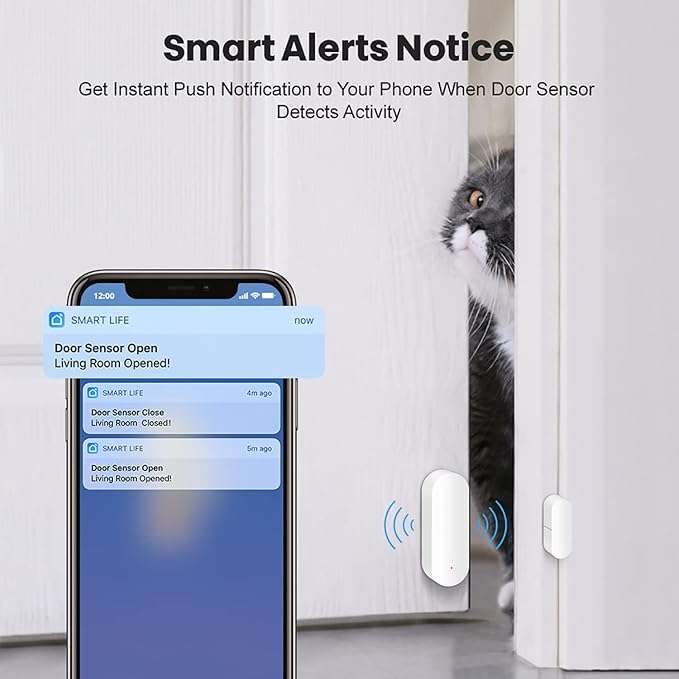 WiFi Door Sensor: Smart Door Open/Closed Detectors, Wireless Window Sensor (4...