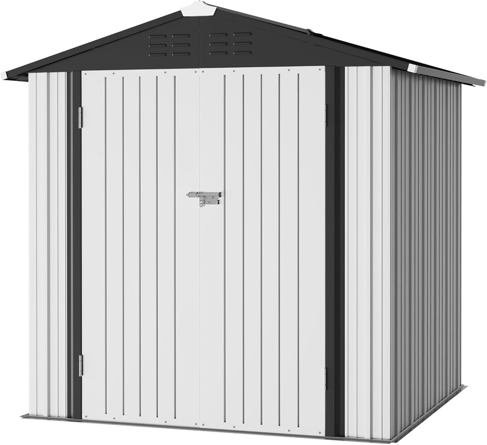 Furniwell 6x4 FT Outdoor Storage Shed, Metal Garden Sheds Outdoor Storage Hou...