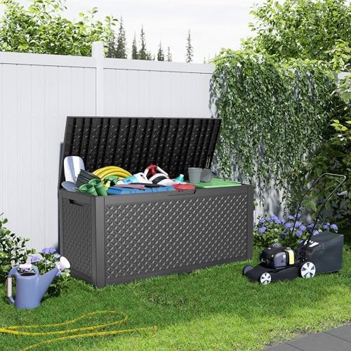 ROJIK Outdoor Storage Housing Deck Box - Waterproof Patio Furniture, Garden T...