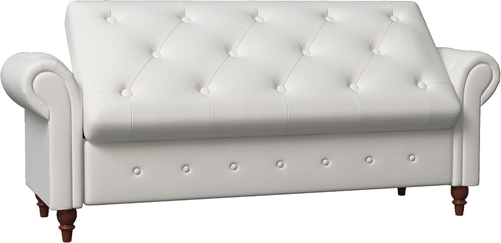 KEIKI Storage Bench for Bedroom, 63" Bed Benches for Foot of Bed, Beige