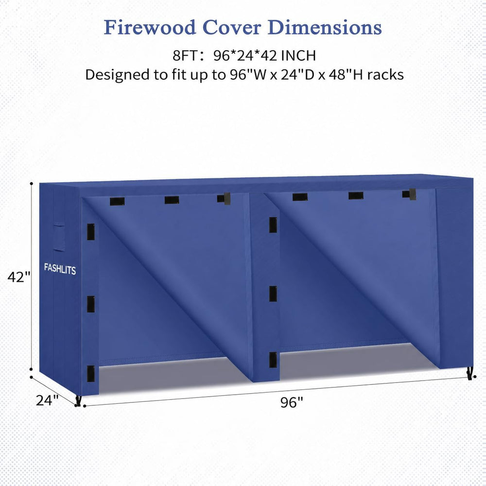 8ft Firewood Rack Cover, Waterproof Heavy Duty 600D Oxford