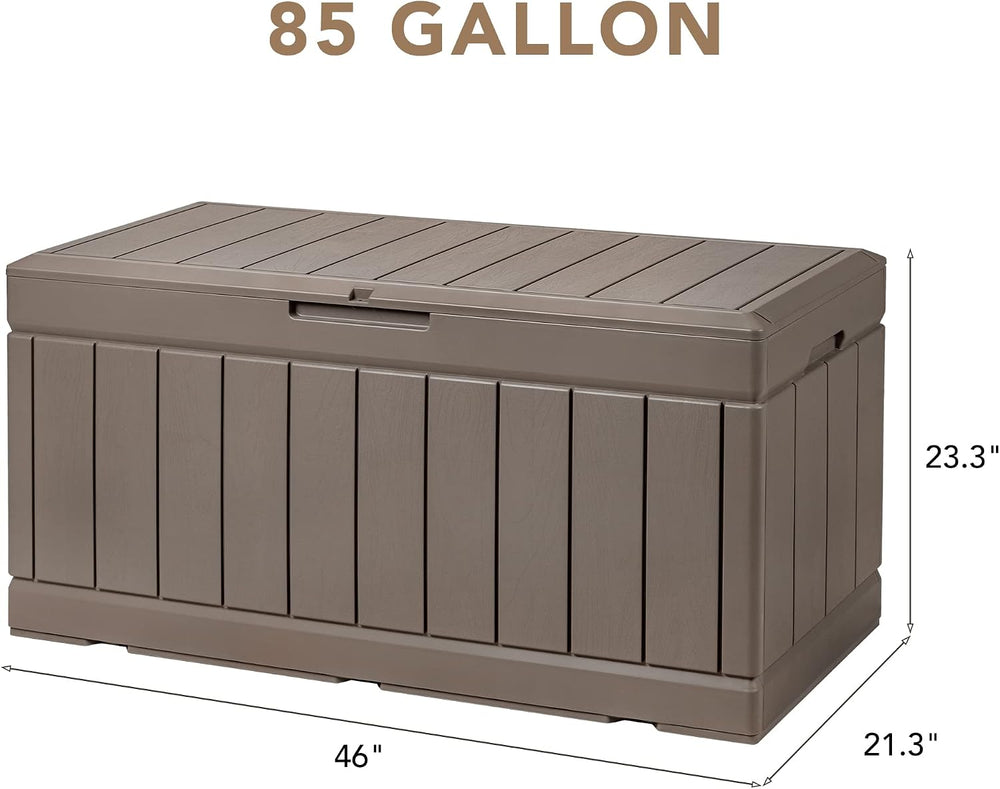 Devoko 85 Gallon Deck Box Lockable Resin Outdoor Storage Box waterproof Outdo...