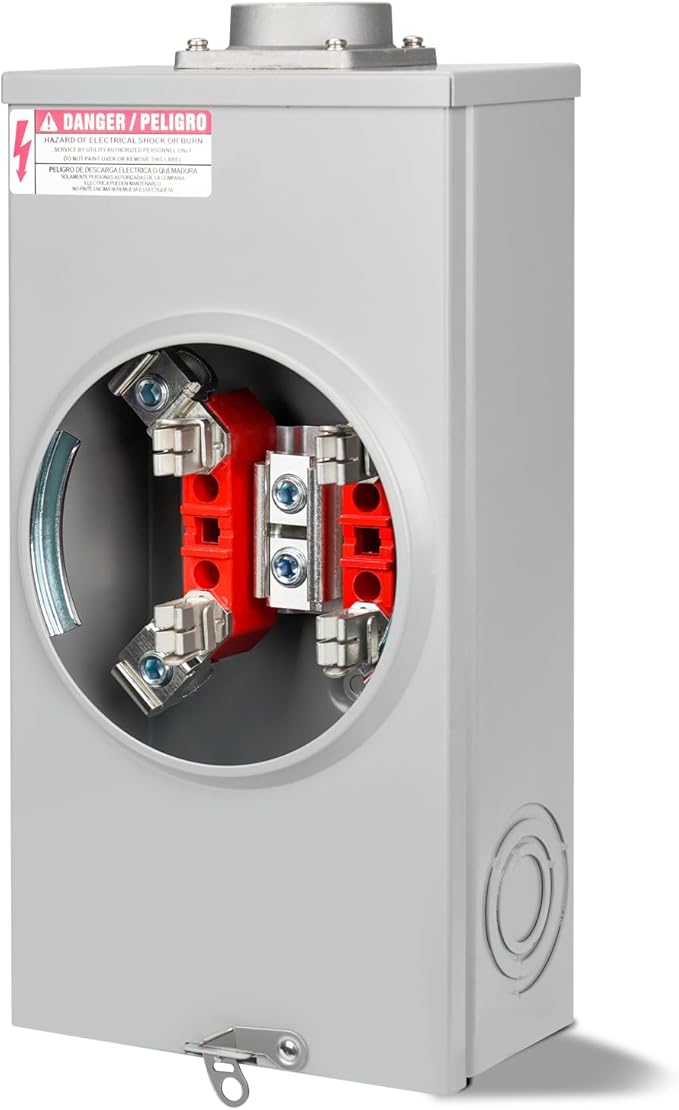 200 Amp Meter Socket, 4 Jaw Meter Base, 600V 3 Wire Ringless Type,