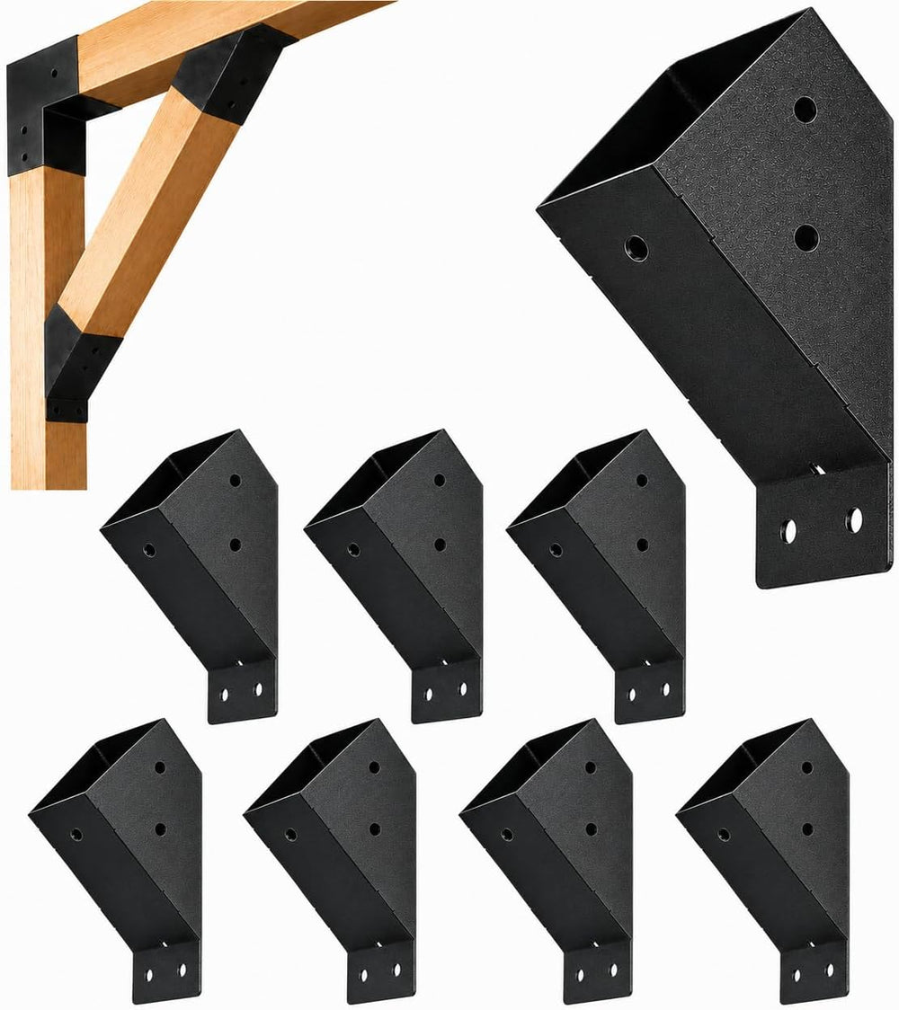 45 Degree Pergola Brackets for 4x4 Lumber, Q235 Steel, 8 Pack