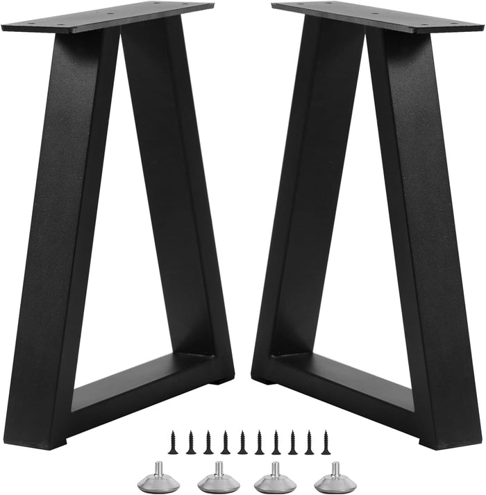16 Inch Trapezoid Metal Table Legs for Bench, Coffee Table Legs, DIY Furniture Feets Set of 2, Including Screws and Adjustable Feet Pads, 16 Inch x 10.8 Inch