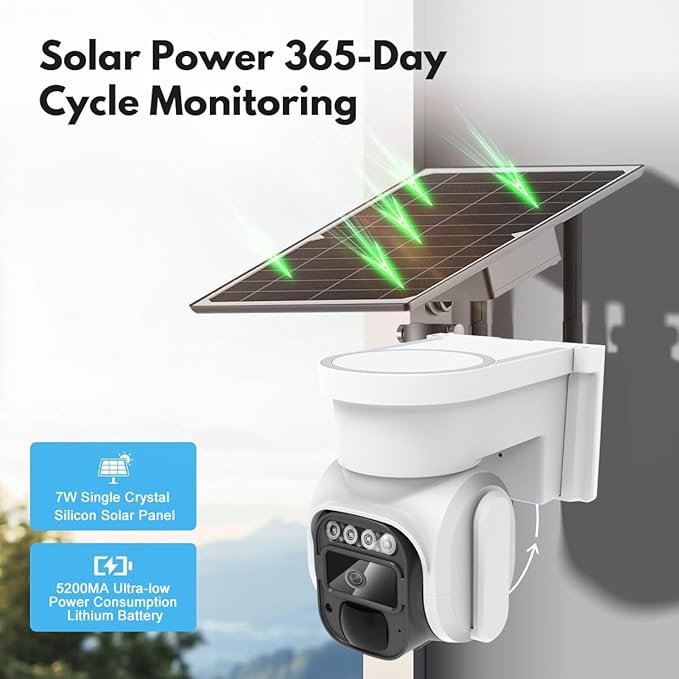 4G LTE Cellular Security Camera Wireless Outdoor，No Wifi Solar Powered Outside