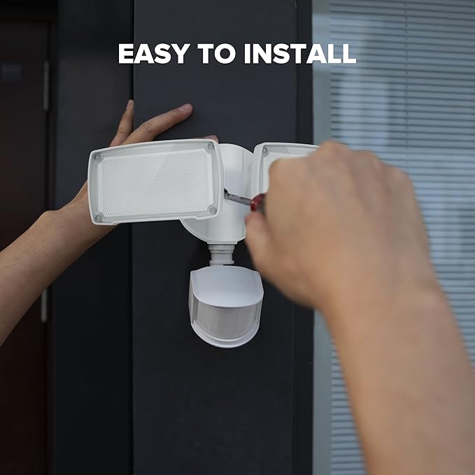 LUTEC 38W 3500 Lumen LED Motion Activated Integrated Dual-Head Floodlight