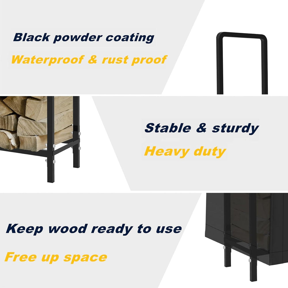 WALMANN 8ft Firewood Rack with Cover, Heavy Duty Firewood Rack