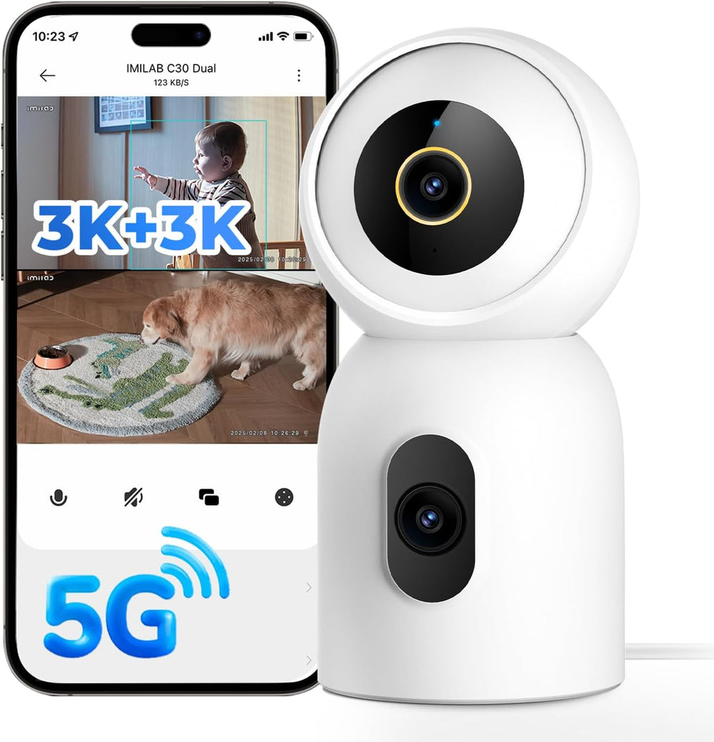 IMILAB C30 Dual Security Camera Indoor, 3K+3K Lens Pet/Baby Monitor Camera