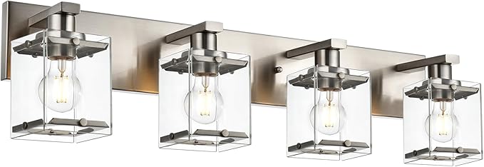 WINSHEN 4-Lights Bathroom Vanity Light Fixtures in Brushed Nickel, E26 Socket