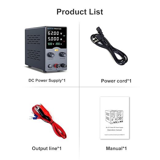 Wanptek DC Power Supply Variable 62V 5A, Bench Power Supplies