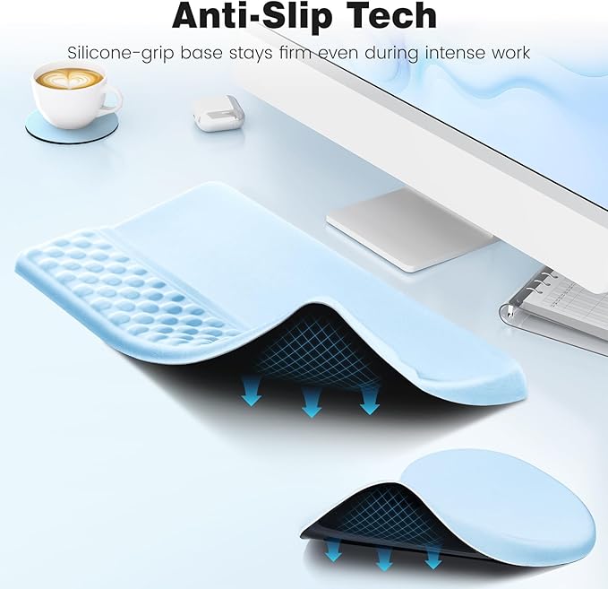 Ospelelf Ergonomic Mouse Pad and Keyboard Stand Wrist Rest Set, Memory Foam