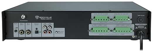 Rockville RCS2-320-6 320W 6-Zone Stereo/Mono Commercial 70V Amplifier, Optical