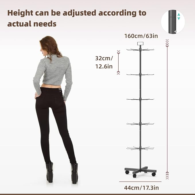 YEOOE Retail Display Racks 5 Tier Spinning Display Stand, Movable Shop Spinner