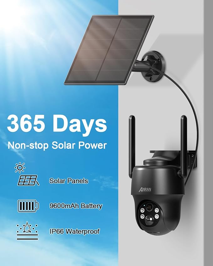 ANRAN 4G LTE Cellular Solar Security Camera Wireless Outdoor, No WiFi 2K Solar