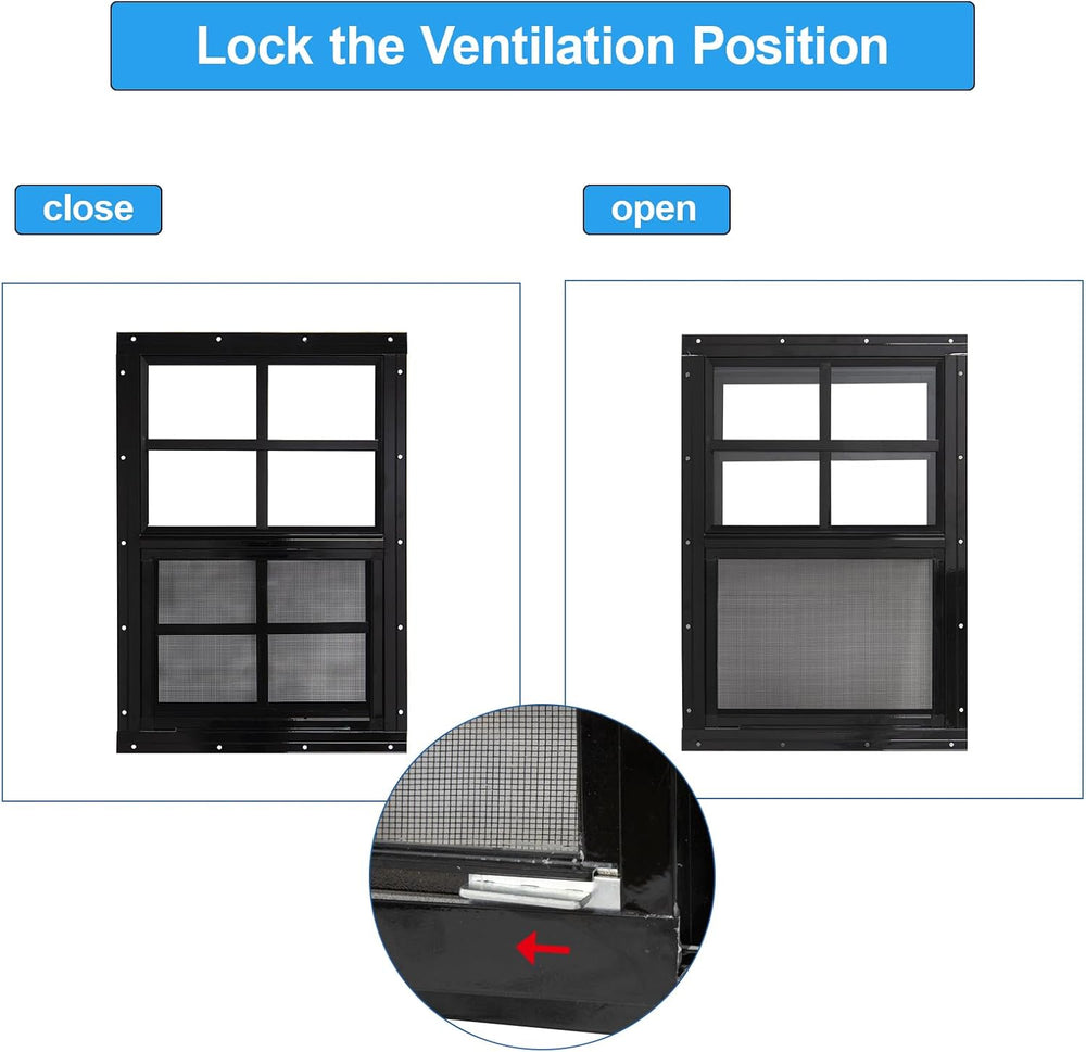 NeatiEase Upgraded Shed Windows 2 Pack, 24" x 30" Windows with Temp...