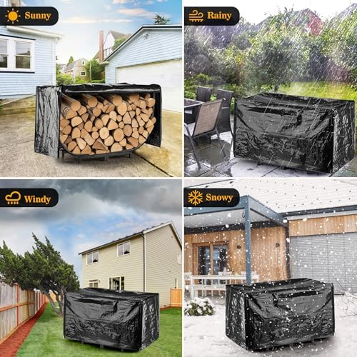 facka 40 Inch Firewood Rack Outdoor with Cover, Metal Wood Rack