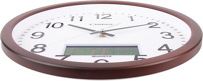 OSTAR 14" Large Analog Digital Display Wall Clock Silent Non-Ticking, Da...