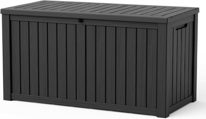 200 Gallon Resin Deck Box, Outdoor Storage Box, Waterproof UV Resistant，Weatherproof Organizer for Patio Furniture Cushions, Pool Accessories, Garden Tools, Indoor & Outdoor Use, Black