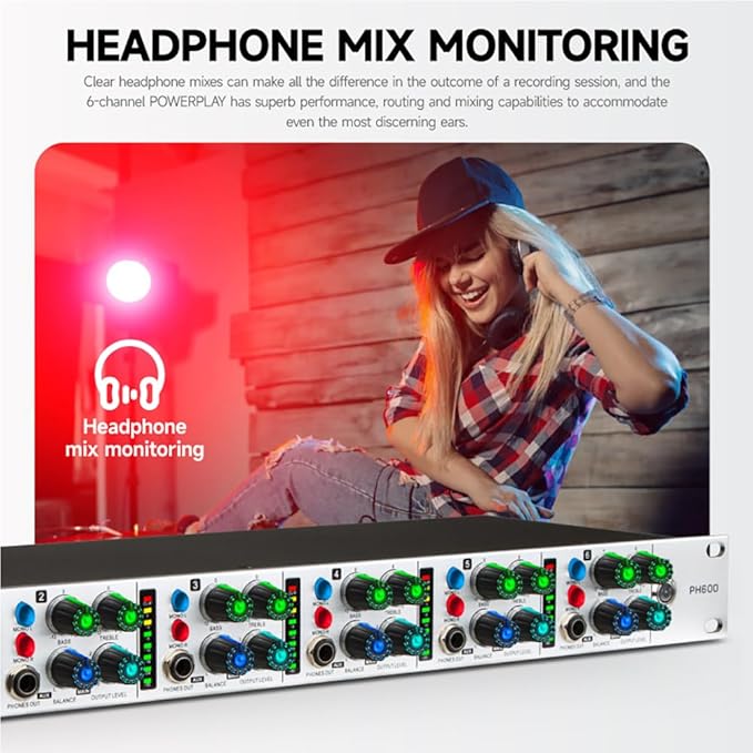 Bolanle PH6000 6-Channel Headphone Mixing Distribution Amplifier High-Power