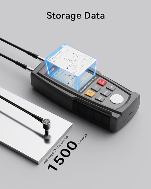 Wintact Digital Ultrasonic Thickness Gauge, Range 0.039 to 11.81 in