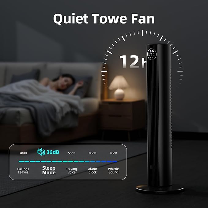 Antarctic Star Tower Fan Portable Floor Fans 85°Oscillating Fan Quiet Cooling