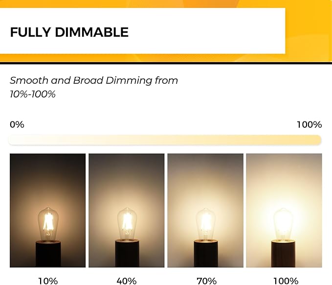 Hizashi Led Edison Bulbs Dimmable, 6W Equivalent 60W, 3000k Soft White (18 Pack)