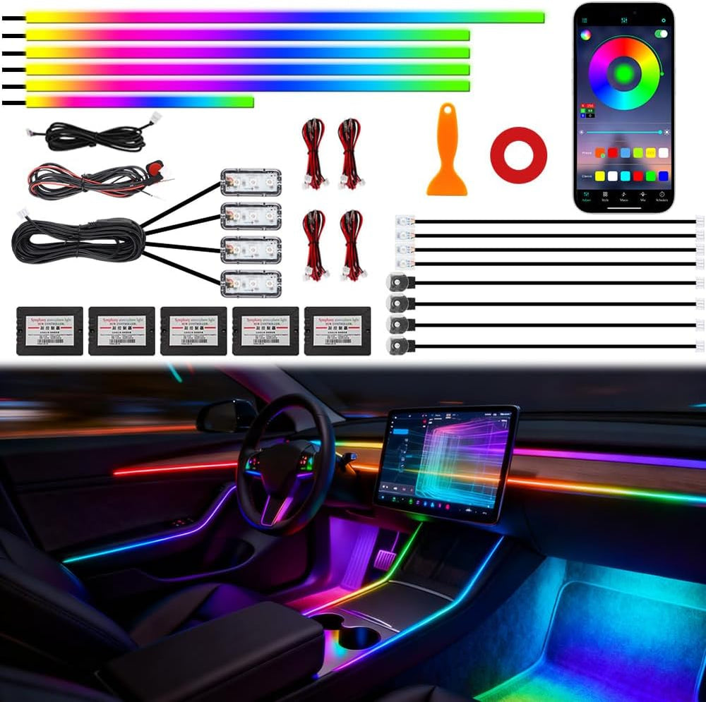 Acrylic Interior Car Ambient Lighting, Interior RGB LED Strip Kit