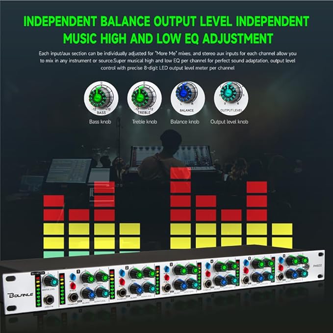 Bolanle PH6000 6-Channel Headphone Mixing Distribution Amplifier High-Power