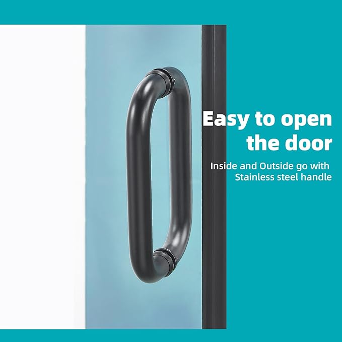 Pivot Swing Shower Door, Adjustable Width 48" W x 74" H Semi-Framel...