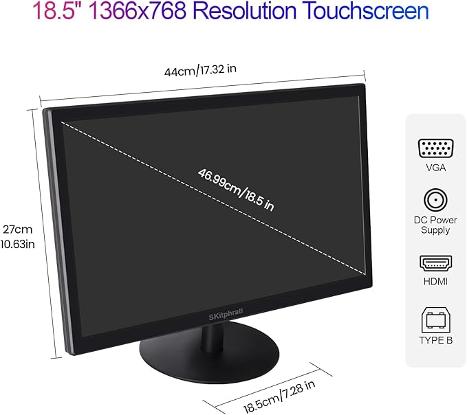 SKitphrati 18.5 Inch Touchscreen Monitor HD 1366x768, VESA Wall Mountable