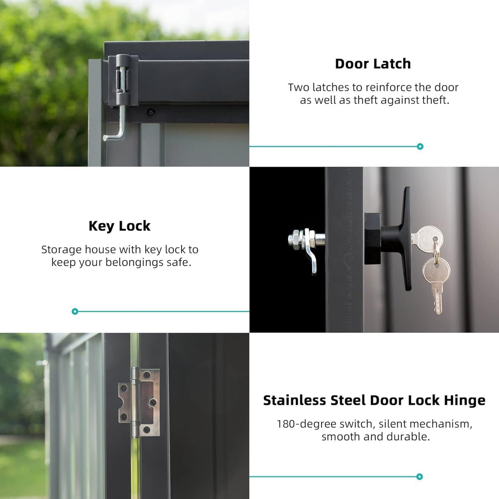Domi Outdoor Storage Shed 10x8 FT, Metal Shed Storage House with Lockable Dou...