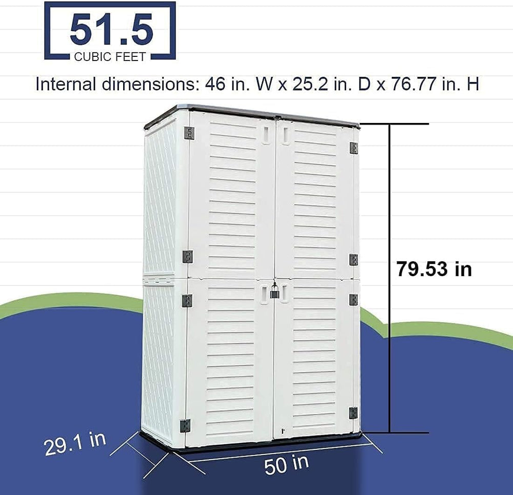 KINYING Outdoor Storage Cabinet Waterproof, Resin Vertical Outdoor Storage Sh...
