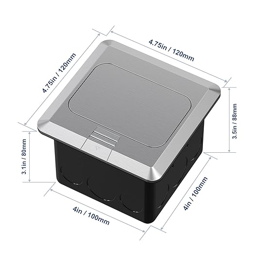 KYHSHJ Pop Up Floor Electrical Outlet Box Kit，20 Amp Stainless Steel TR