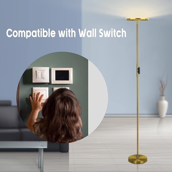 JOOFO Floor Lamp, 30W/2400LM Sky LED Modern Torchiere 3 Color Temperatures