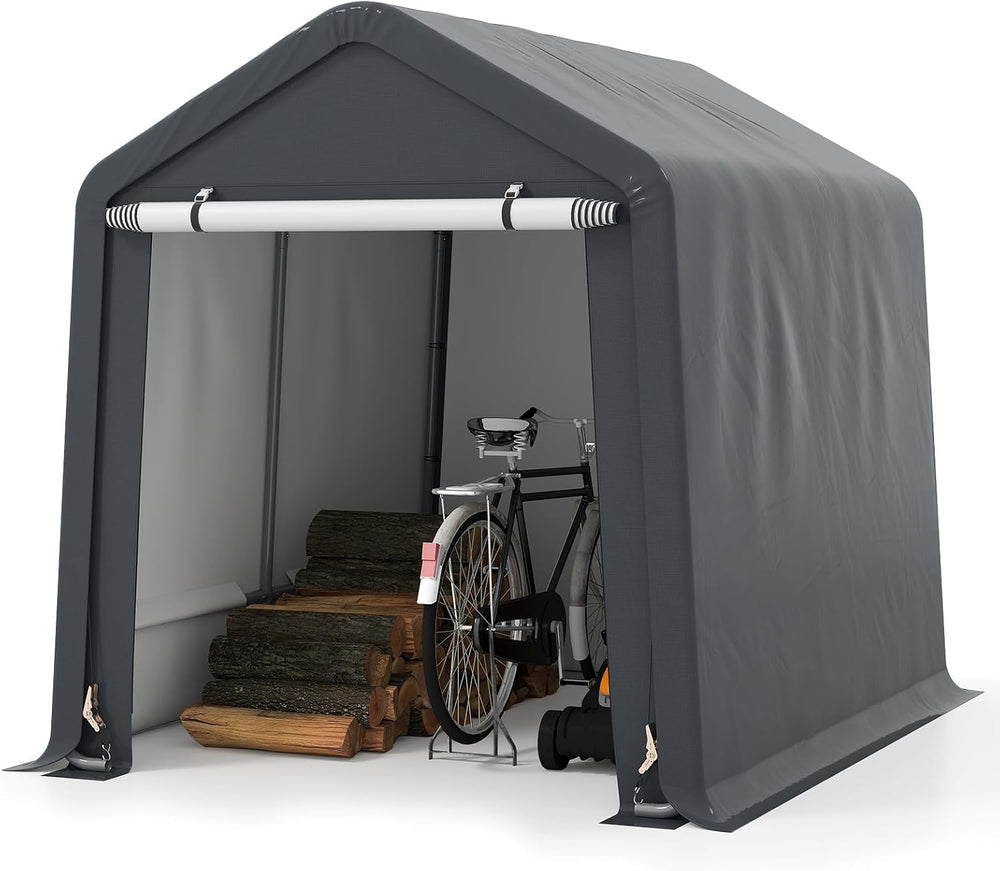 Tangkula 8x6.5Ft Portable Shed, Outdoor Storage Shelter with Waterproof Cover...