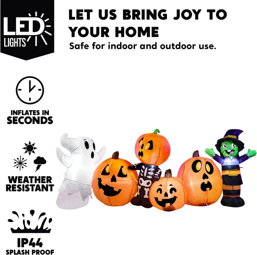 Joiedomi 8 ft Long Halloween Inflatable Three Characters and Pumpkin Patch Ou...