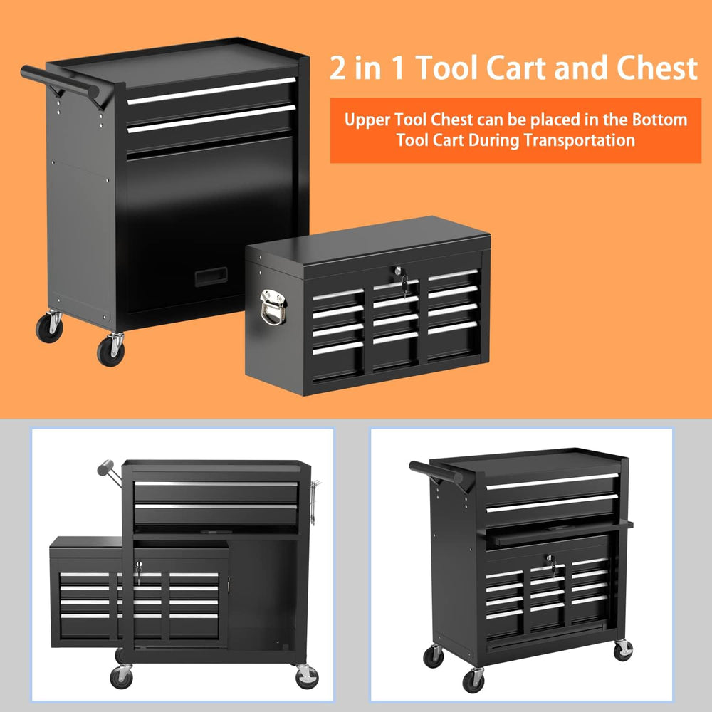 8-Drawer High Capacity Rolling Tool Chest, Removable Cabinet Storage Tool Box...