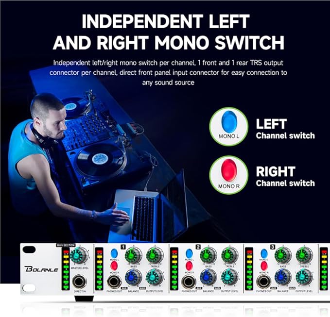 Bolanle PH6000 6-Channel Headphone Mixing Distribution Amplifier High-Power