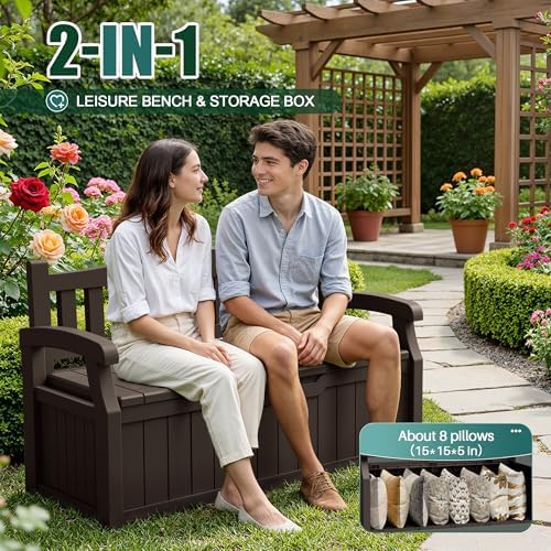 Devoko 80 Gallon Storage Bench Deck Box Waterproof&Lockable