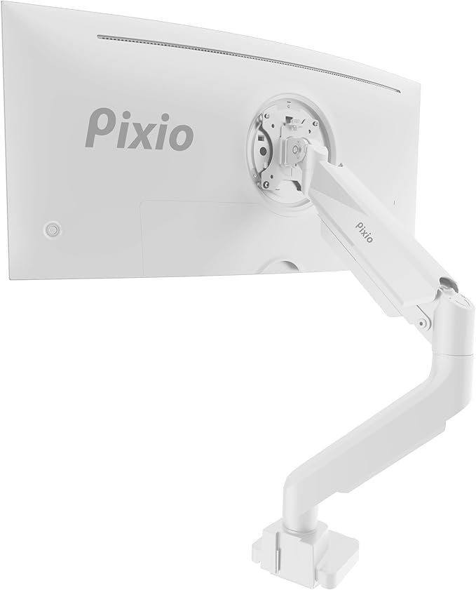 Pixio PS2S White Ultrawide Heavy-Duty Premium Single Monitor Arm Stand Desk