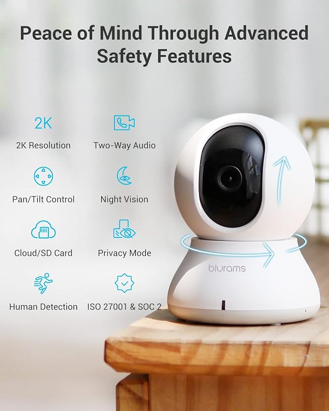 blurams Security Camera 2K, Baby Monitor Dog Camera 360-degree (2Pack)