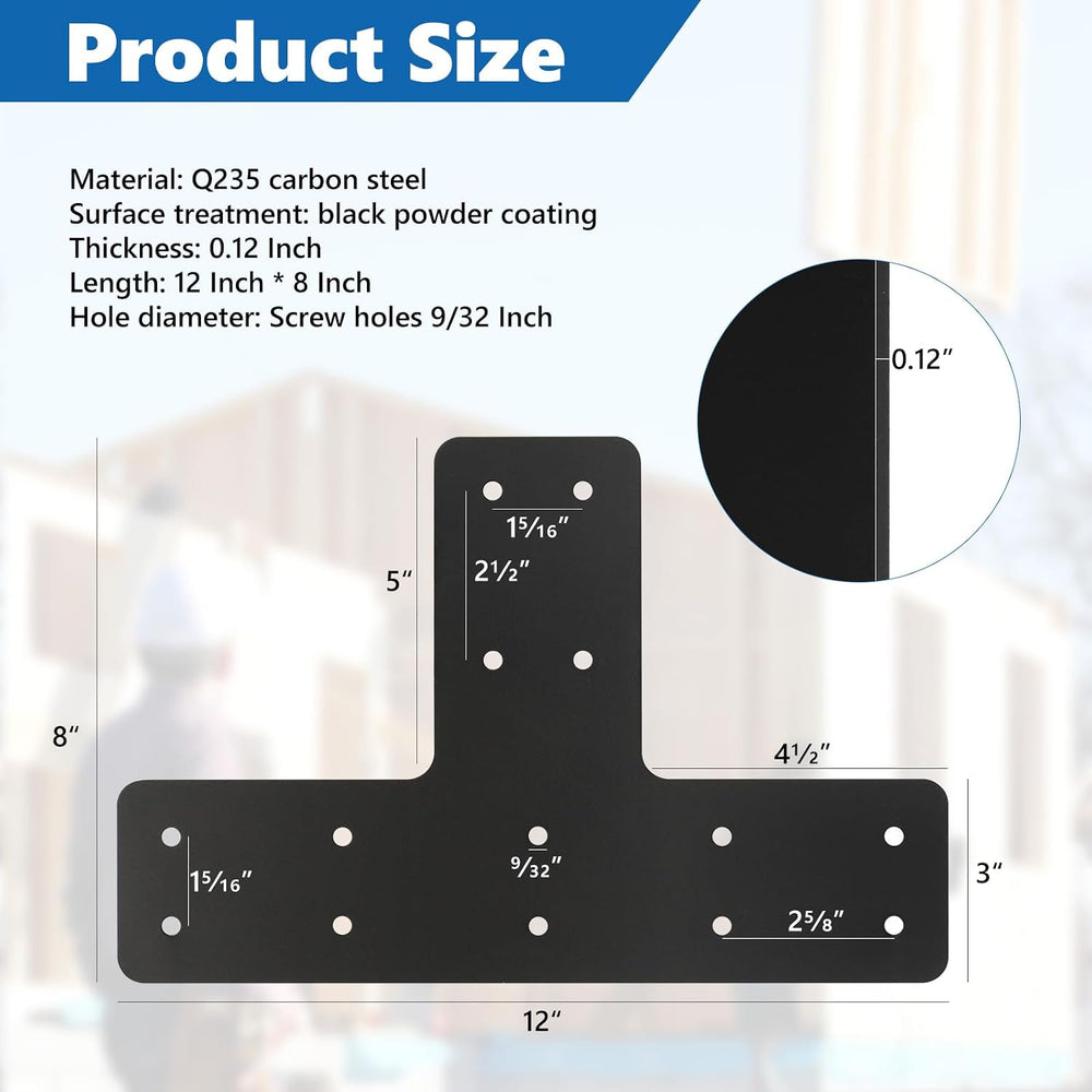 4 Pcs 12*8 Inch T Post Timber Brackets,Post to Beam Connector